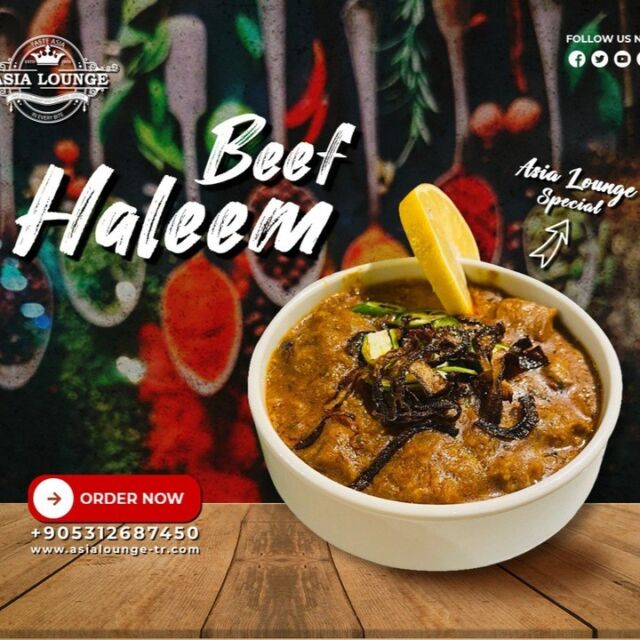 Slow-cooked perfection, every spoonful a savory tale of tradition and taste. Beef haleem is the soul-warming delight you can't resist. 🍲✨ #SavorTheTradition #haleem ". Come on over & experience it at #AsiaLounge.

#haleem #beefhaleem #beef #chickenhaleem #halim #desihaleem
#dal #hintmutfağı #indiandishes #DesiDishes #desilunch #deshidinner #dinner #indianlunch #halalfoods #healthyfoods #asiandishes #desifoods #naan #paratha #getiryemek #yemeksepeti #ghost #bangladeshifood #pakistanifood #istanbul