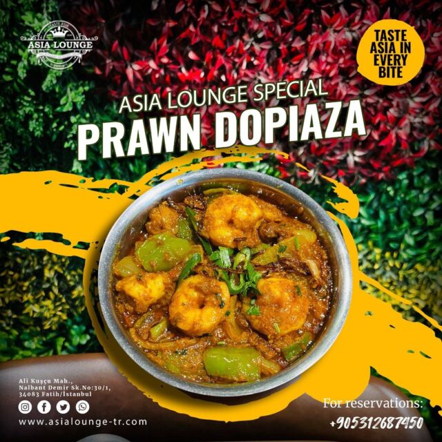 "Spicing up your feed with this delicious Prawn Dopiaza 🍤🌶️ - a symphony of flavors in every bite!

#AsiaLounge #prawncurry #prawndopiaza #prawn #asianfood #desifoods #indianfoods #pakistanifood #bangladeshifood #indianbiryani #chickenbiryani #tandoorikingprawns #prawnrecipe #grilledgoodness #tasteofindia #tastytreats #hintmutfağı #IndianCuisine #pakistanicuisine #yemeksepeti #getiryemek #prawnbiriyani #istanbul #turkey