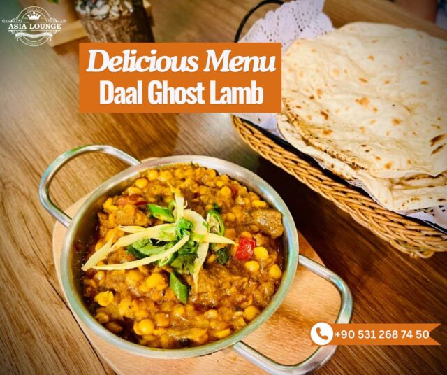 "Indulging in the warmth of Daal Ghost Lamb – tender lamb simmered in a rich, spiced lentil curry. A true feast for the senses! 🍛🐑✨" It is best when served with tandoori naans, Paratha, and Chapati😋 Giving a rich taste to the gravy Lamb Dal Gosht is a dish perfect to try for both lunch and dinner. 

Our WhatsApp & Telegram: +90 531 268 74 50
Website: www.asialounge-tr.com
Email: order@asialounge-tr.com
Facebook: https://www.facebook.com/asialounge
Instagram: https://www.instagram.com/asialounge

#AsiaLounge #asianfood #desifoods #lambdalgosht #chichenhandi
#dalgosht #lambcurry #mutton #muttoncurry #beefcurry #muttonchana #indianfood #pakistanifood #bangladeshifood
#chapati #roti #rice #naan #daal #hintmutfağı #Hindistan #Pakistan #Biryani #Bangladeş #indiancuisine #pakistanicuisine
#HalalFoods #yemeksepeti #getiryemek #istanbul